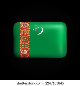 Turkmenistan Flag 3D Icon. National Flag of Turkmenistan. Vector illustration