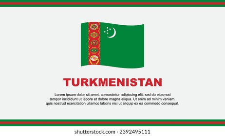 Plantilla de diseño de fondo de resumen de bandera de Turkmenistán. Cartel del Día de la Independencia de Turkmenistán en medios sociales Ilustración vectorial. Diseño de Turkmenistán