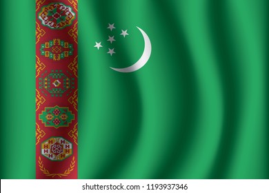 Turkmenistan flag background with cloth texture. Turkmenistan Flag vector illustration eps10.