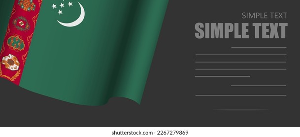 Turkmenistan flag banner rectangle background,Turkmenistan dark mode black tone wallpaper,website banner Turkmenistan black and white tone with grey text.