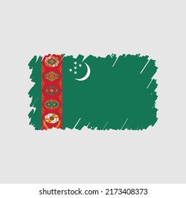 Turkmenistan Flag Brush Strokes. National Flag