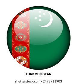 BOTÓN de la bandera de TURKMENISTÁN sobre fondo blanco
