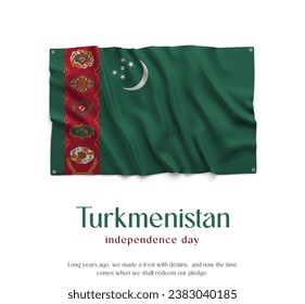 Turkmenistan Flag, Celebrating Independence Day. Abstract waving flag on white background Country Flag.