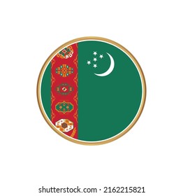 Turkmenistan Flag with Circle Frame. National Flag