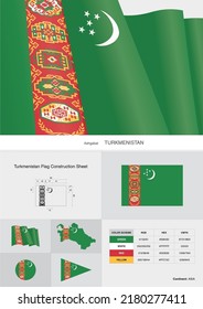 turkmenistan flag construction sheet vector