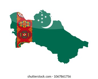 Turkmenistan Flag Country Contour Vector Icon - Illustration
