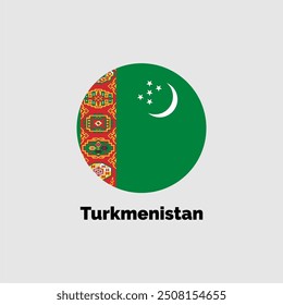 Turkmenistan flag design vector illustration on a gray background for graphic and web design.