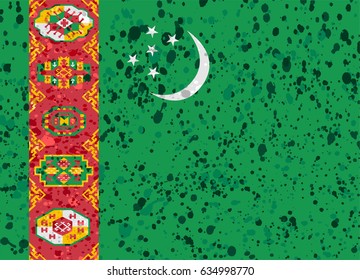 turkmenistan flag grunge illustration