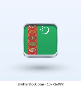 Turkmenistan flag icon square form on gray background. Vector illustration.