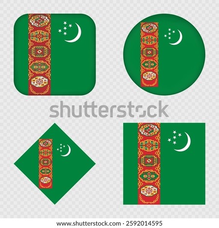 Turkmenistan Flag Icons Pack. Vector illustration.