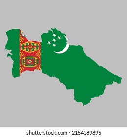 Indicador de Turkmenistán dentro de los límites del mapa, ilustración vectorial