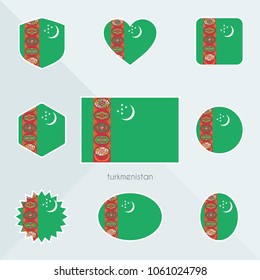 Turkmenistan flag. National flag of Turkmenistan. Turkmenistan vector flag button. Turkmenistan independence day.