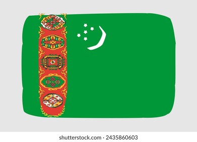 Turkmenistan flag - painted design vector illustration. Vector brush style