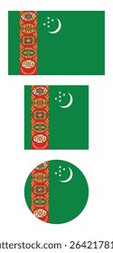 
Turkmenistan flag PNG vector. Turkmenistan square and round icon isolated on transparent PNG background. Turkmenistan flag icon.

