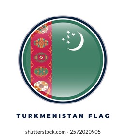 Turkmenistan flag round design circle vector template