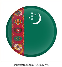 turkmenistan flag vector Glossy Button