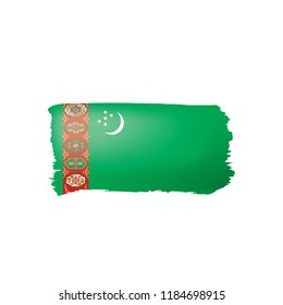 Turkmenistan flag, vector illustration on a white background.