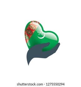 Turkmenistan flag, vector illustration on a white background