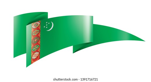 Turkmenistan flag, vector illustration on a white background