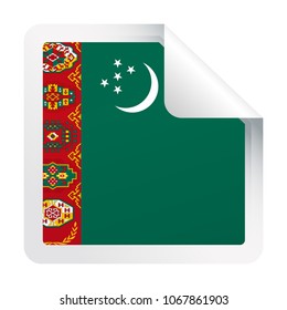 Turkmenistan Flag Vector Square Corner Paper Icon - Illustration