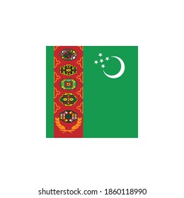 Turkmenistan flag vector square icon - illustration. Flag of Turkmenistan. Abstract concept, icon, square, button