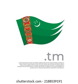 Bandera de Turkmenistán. Cartel nacional de diseño estilizado vectorial sobre fondo blanco. Bandera turcomana pintada con trazos abstractos de pincel, dominio tm, lugar de texto. Cartel patriótico del estado de turkmenistán