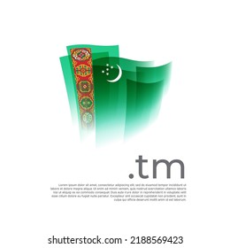 Bandera de Turkmenistán. Cartel nacional de diseño estilizado vectorial sobre fondo blanco. Bandera turcomana pintada con trazos abstractos de pincel, dominio tm, lugar de texto. Cartel patriótico del estado de turkmenistán