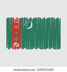 Turkmenistan Flag Vector with transparent background