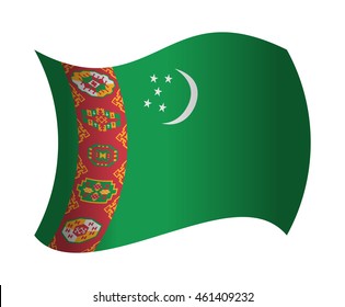 turkmenistan flag waving in the wind