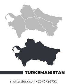 Turkmenistan flat and border outline vector maps