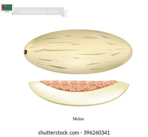 Turkmenistan Fruit, Ripe and Sweet Melon. One of The Most Popular Fruits of Turkmenistan.