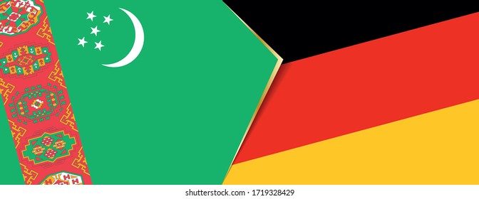 Turkmenistan and Germany flags, two vector flags symbol of relationship or confrontation.