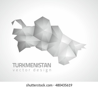 Turkmenistan grey vector  perspective polygonal map