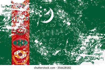 Turkmenistan Grunge Texture Flag. Grunge effect can be cleaned easily.