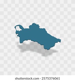 Turkmenistan high detailed vector representation of country silhouette. 3D map on transparent background with dropped shadow. For educational, decorative, or informational use.