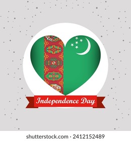 Turkmenistan Independence Day With Heart Emblem Design