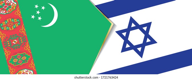 Turkmenistán e Israel banderas, dos vectores símbolo de relación o enfrentamiento.