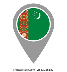 Turkmenistan Location Pin Icon Vector Illustration