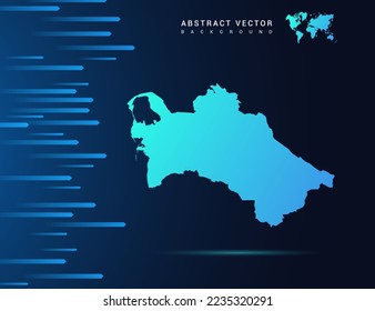 Turkmenistan map with abstract blue background technology.