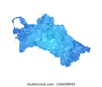 Turkmenistan Map - Abstract geometric rumpled triangular low poly style gradient graphic on white background , line dots polygonal design for your . Vector illustration eps 10.