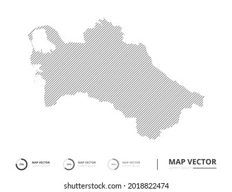 Turkmenistan map abstract line gray on white background vector for presentation. Creative concept for infographic.