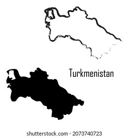 Turkmenistan kartographiert schwarz-weiße Vektorgrafik. Karte schwarz-weißer Vektorgrafik.