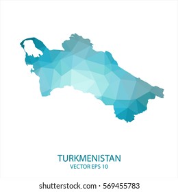 Turkmenistan map - blue geometric rumpled triangular low poly style gradient graphic background , polygonal design for your . Vector illustration eps 10.