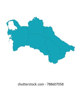 Turkmenistan map - blue geometric rumpled triangular low poly style gradient graphic background , polygonal design for your . Vector illustration eps 10.