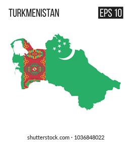 Turkmenistan map border with flag vector EPS10