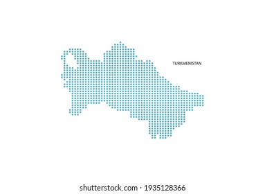 Turkmenistan map design blue circle, white background with Turkmenistan flag.