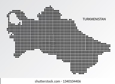 Turkmenistan map design square with flag Turkmenistan. 
