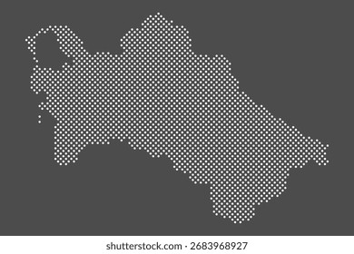Turkmenistan map dot on gray background.  Dotted white map of Turkmenistan. Vector eps 10.