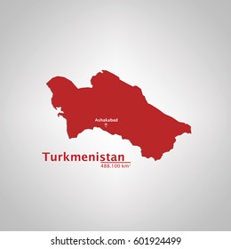 Turkmenistan Map, With Extensive State and Capital State, Using For Business, Education, etc.