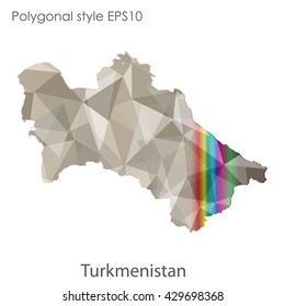 Turkmenistan map in geometric polygonal style.